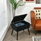 Black Velvet Storage Ottoman with Thick Cushion and Solid Wood Legs